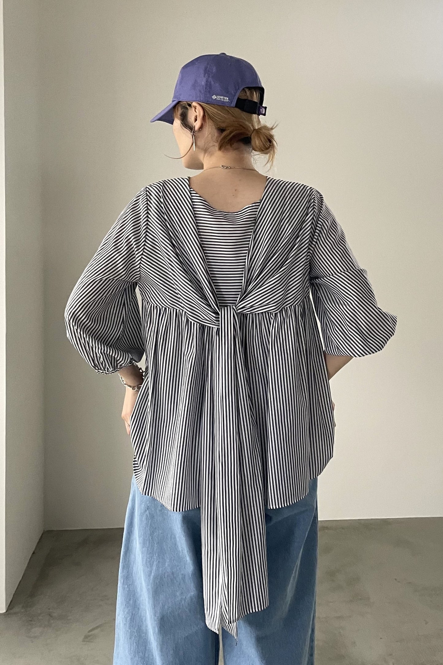 スクエアネックリボンブラウス　15766