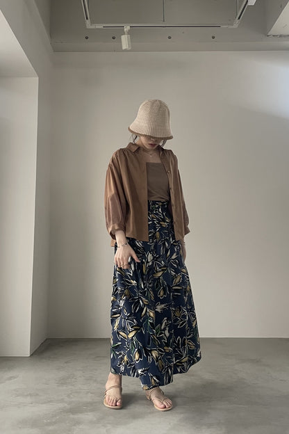 メッシュ切替クロップドシャツ　15769