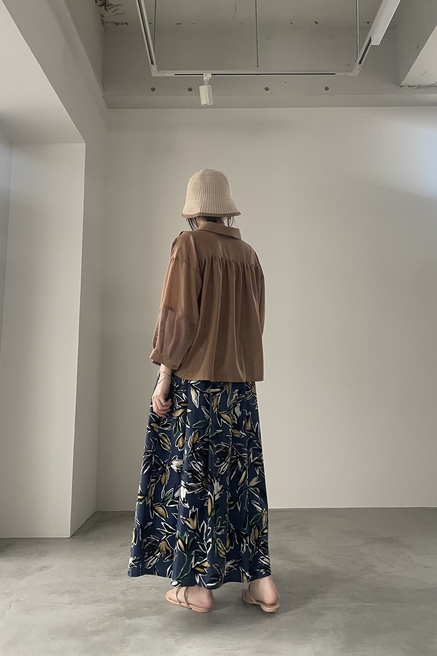 メッシュ切替クロップドシャツ　15769