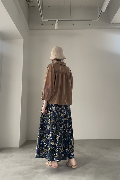 メッシュ切替クロップドシャツ　15769