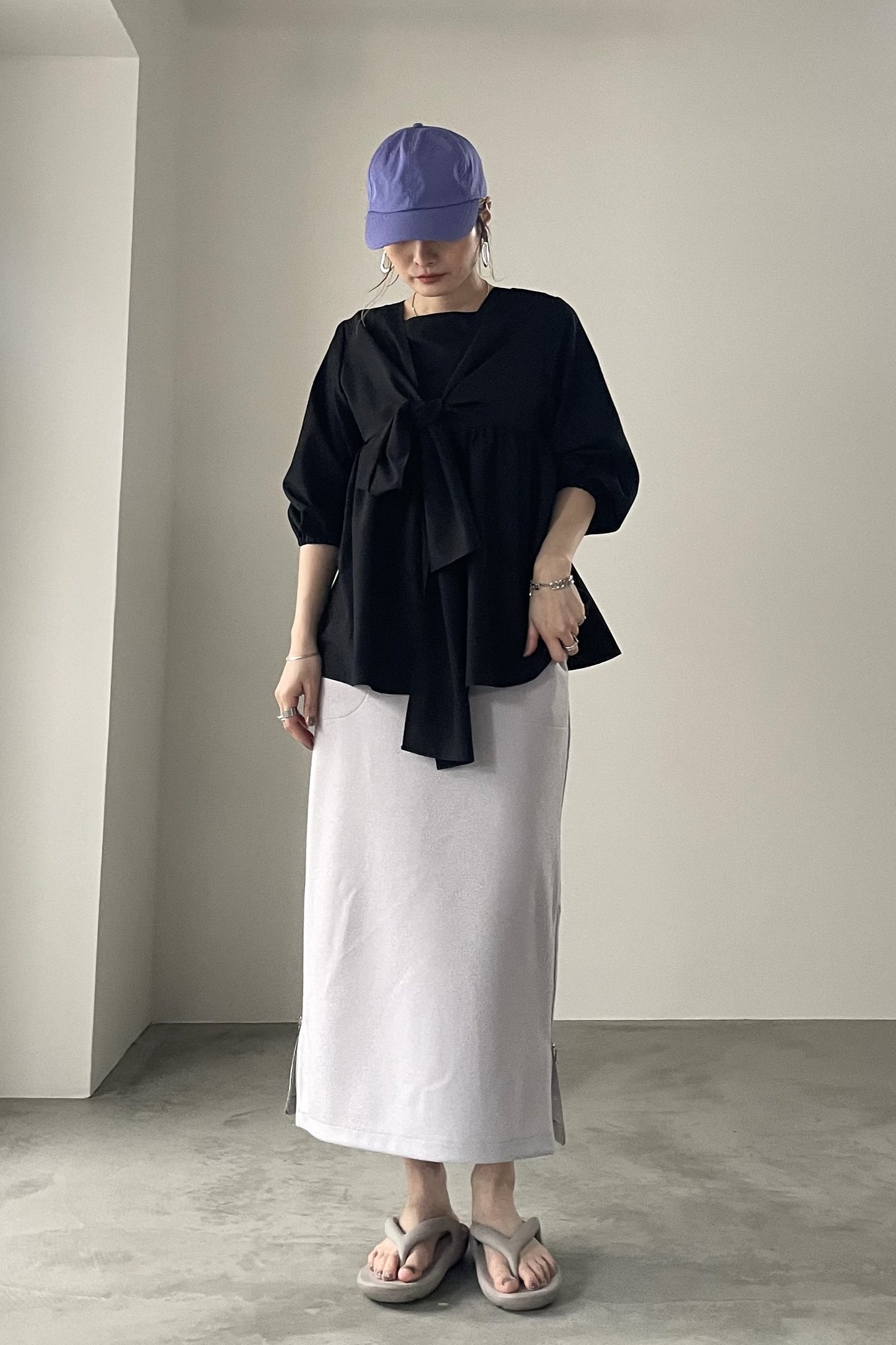 スクエアネックリボンブラウス　15766