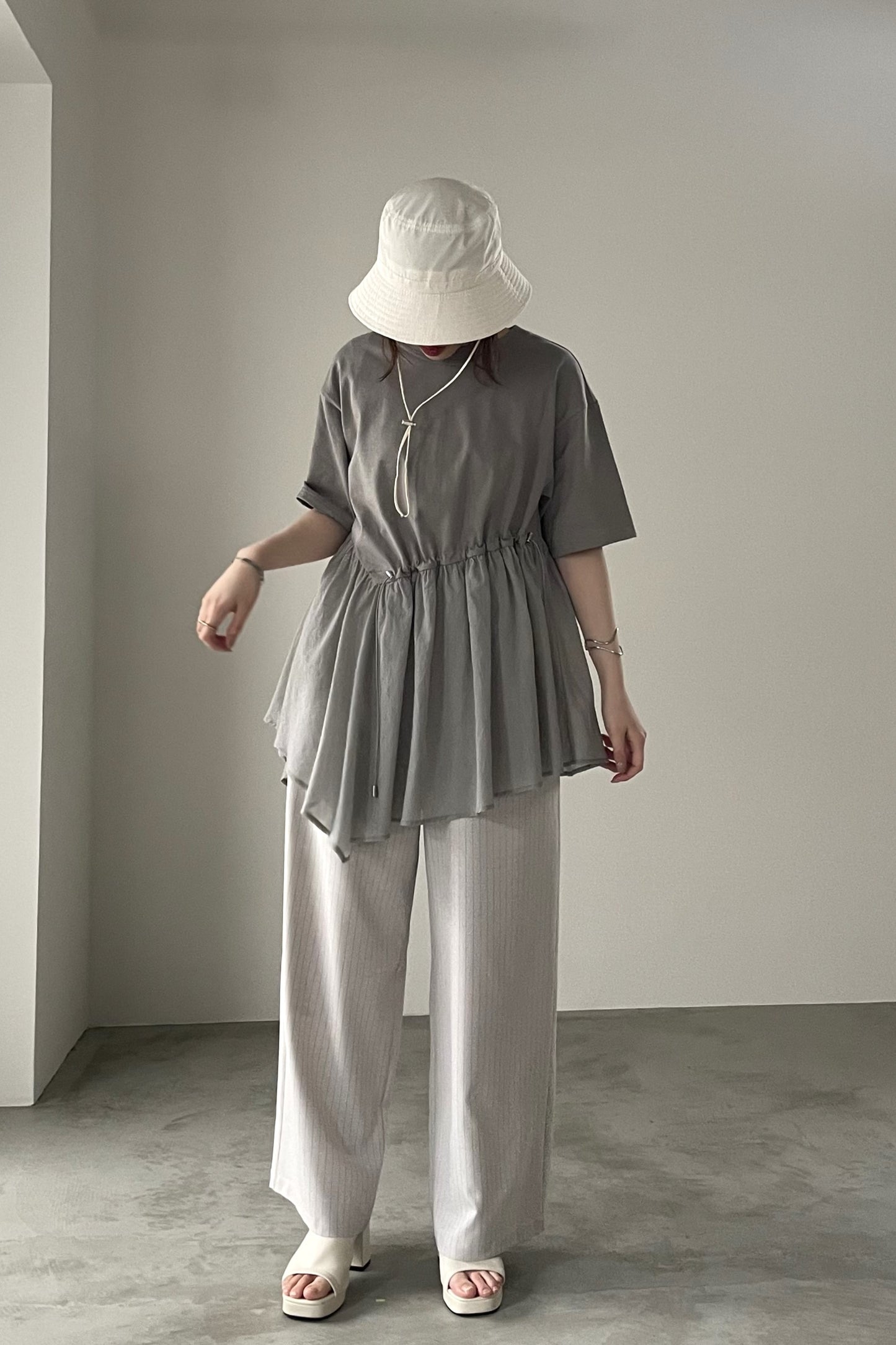 ドローコード付アシメカットソー 35385