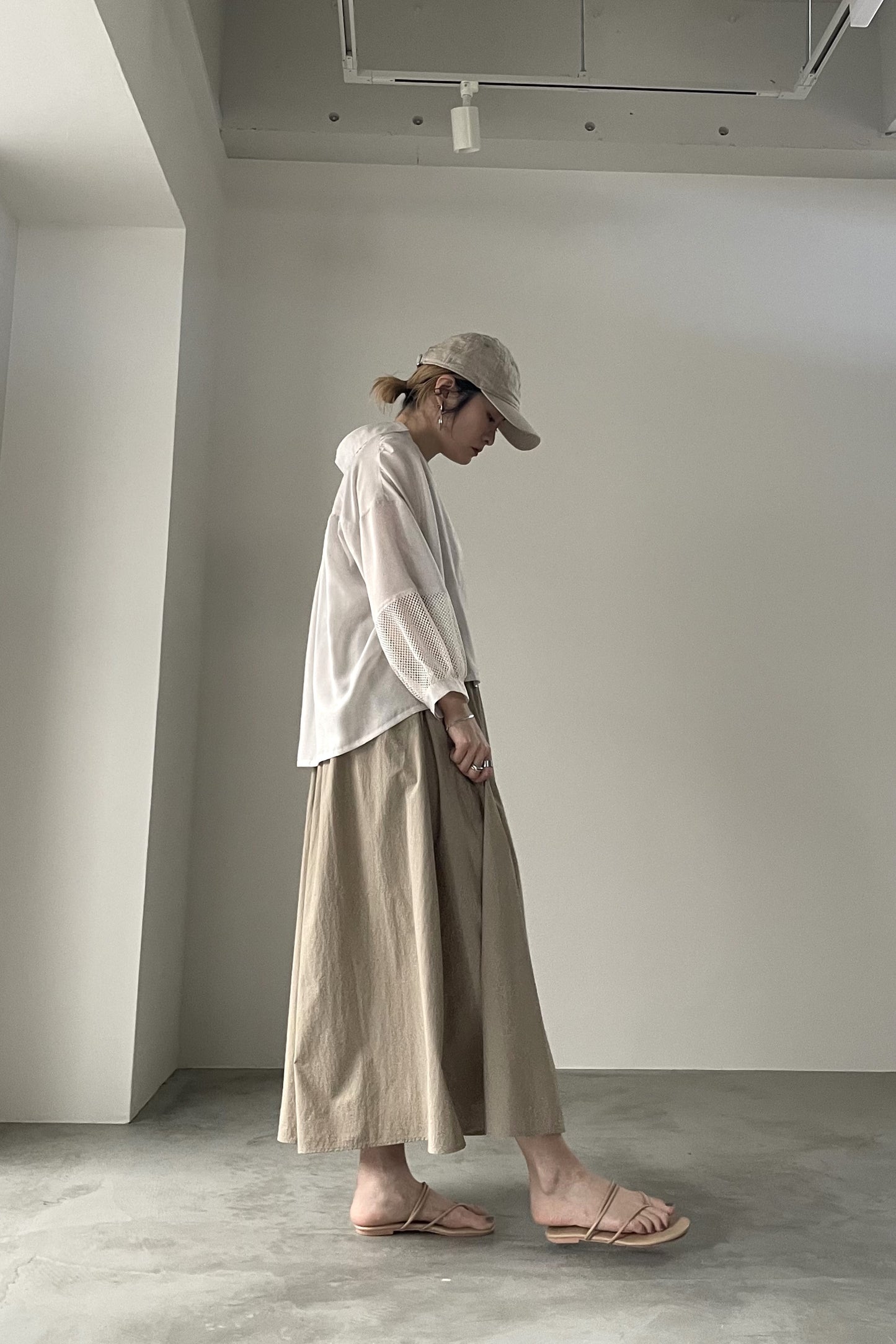 メッシュ切替クロップドシャツ　15769