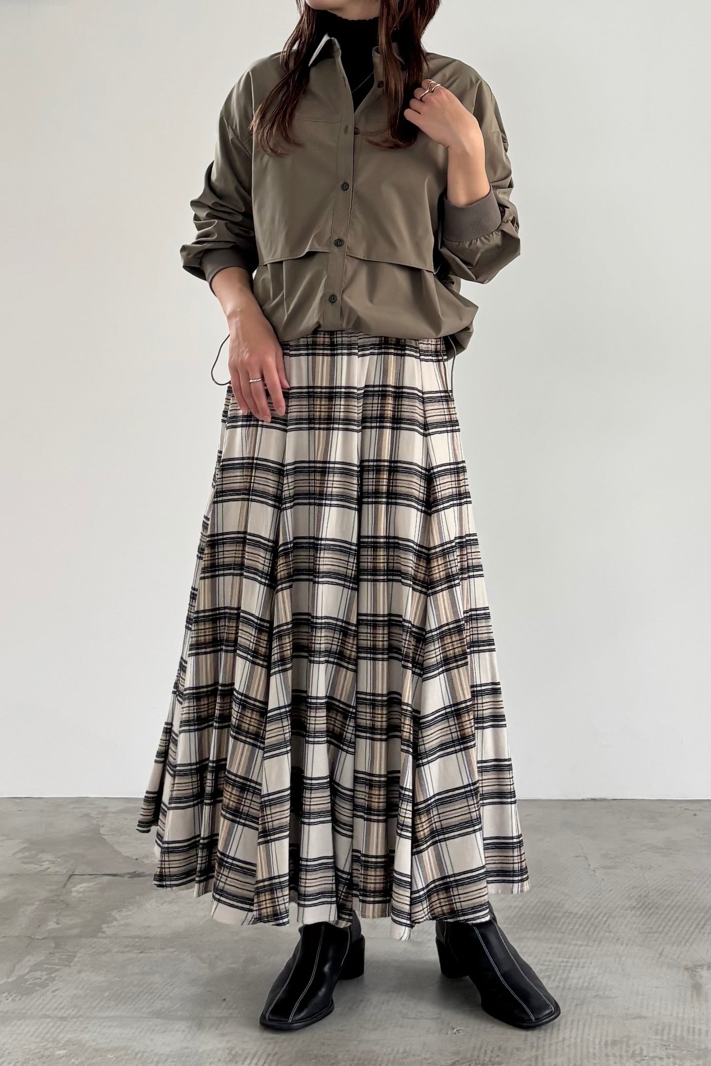 モールチェックウエストリブスカート　23164