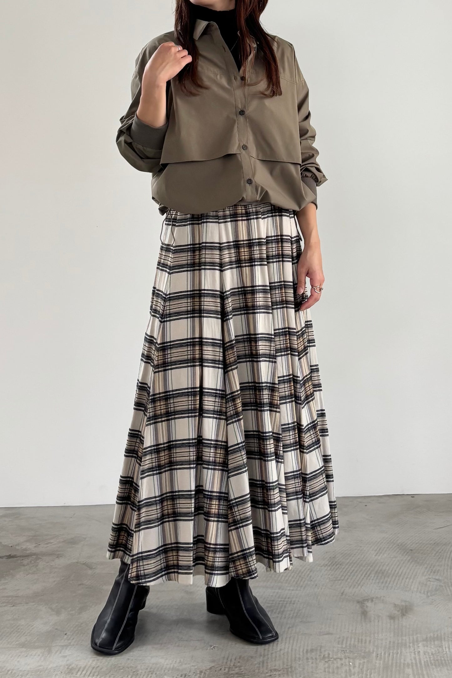 モールチェックウエストリブスカート　23164