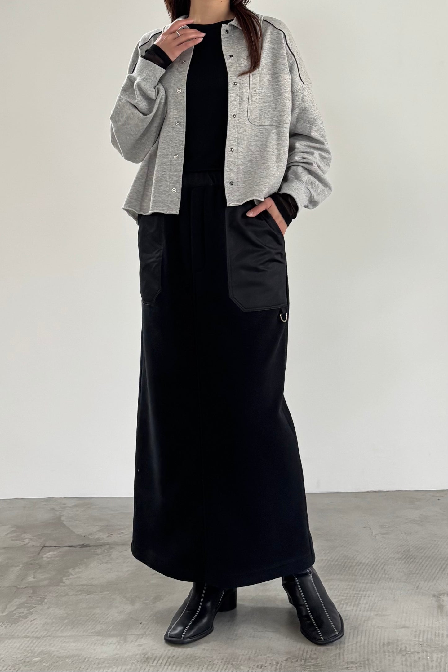 チュール切替クルーネックインナー　F3285