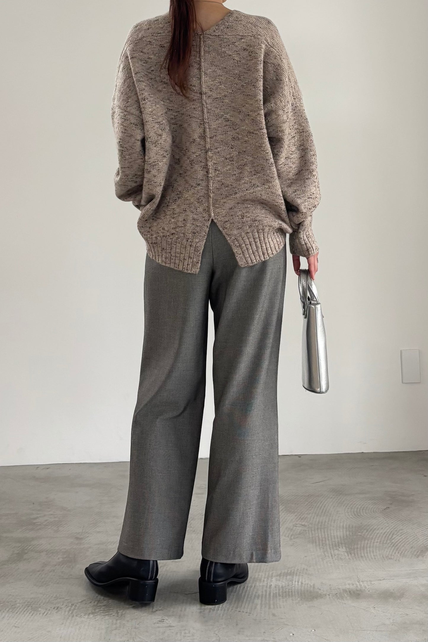 3トーンラメVネックニット　35554