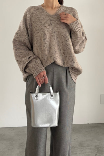 3トーンラメVネックニット　35554