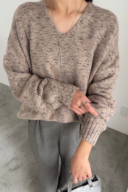 3トーンラメVネックニット　35554