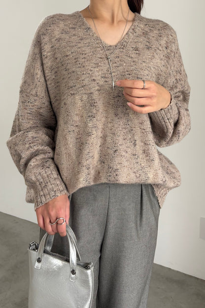 3トーンラメVネックニット　35554