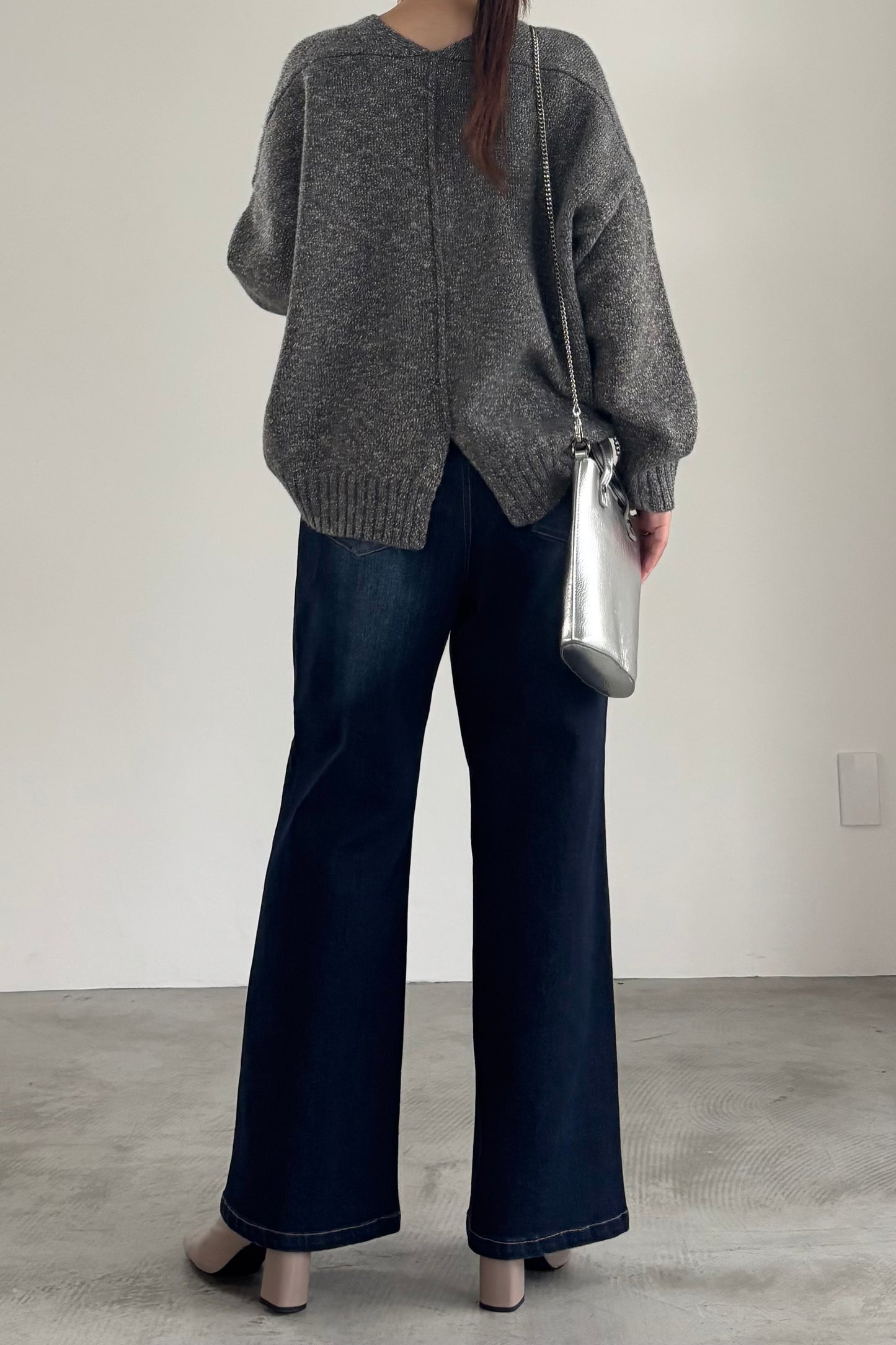 3トーンラメVネックニット　35554