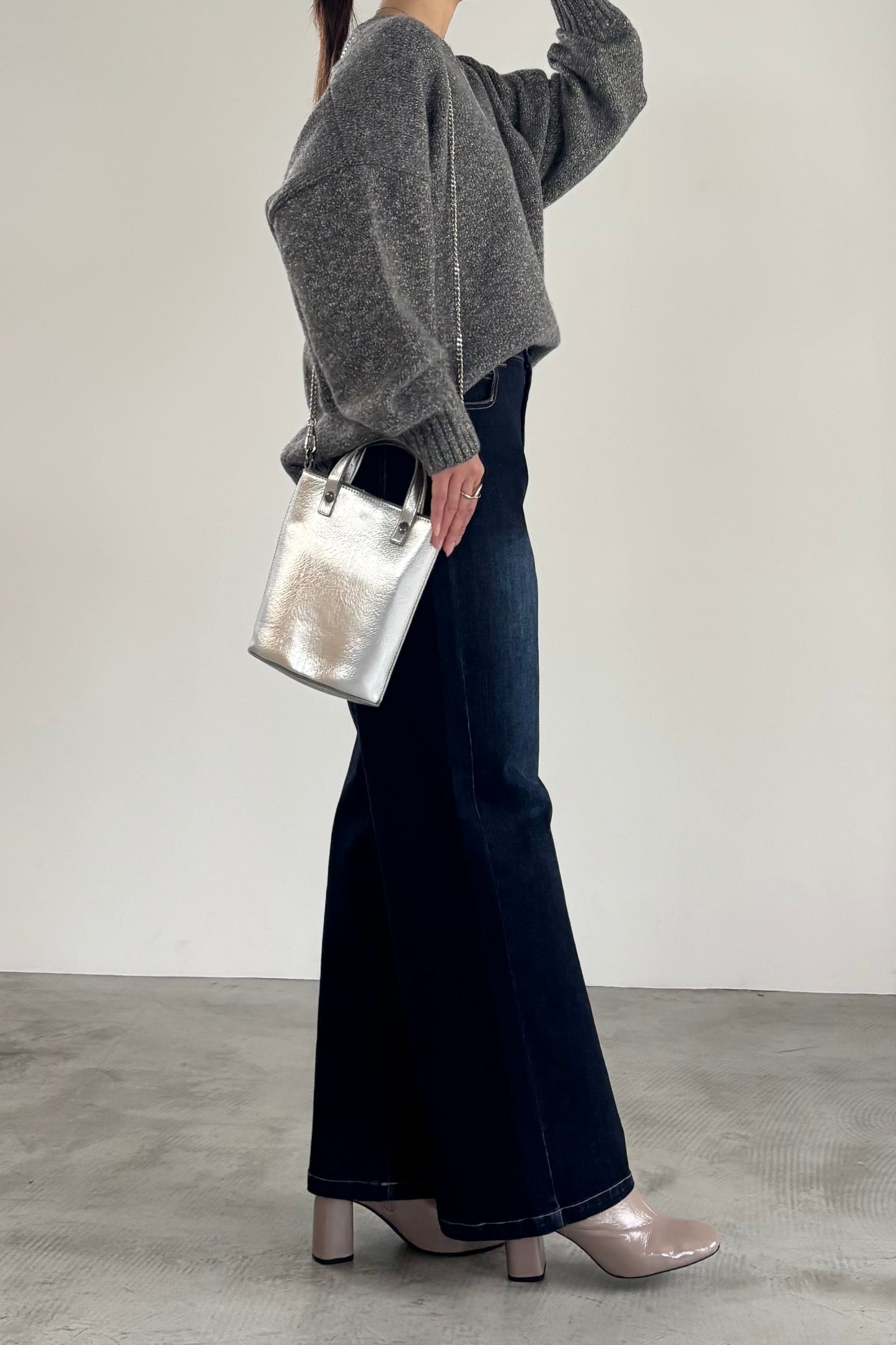 3トーンラメVネックニット　35554