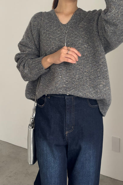 3トーンラメVネックニット　35554