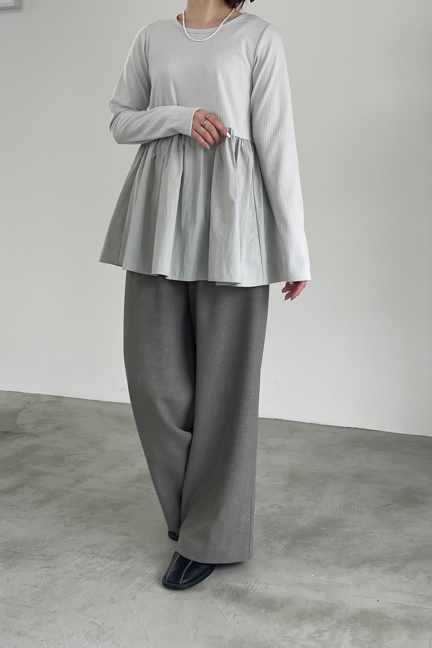 タックツイードストレートパンツ　23082