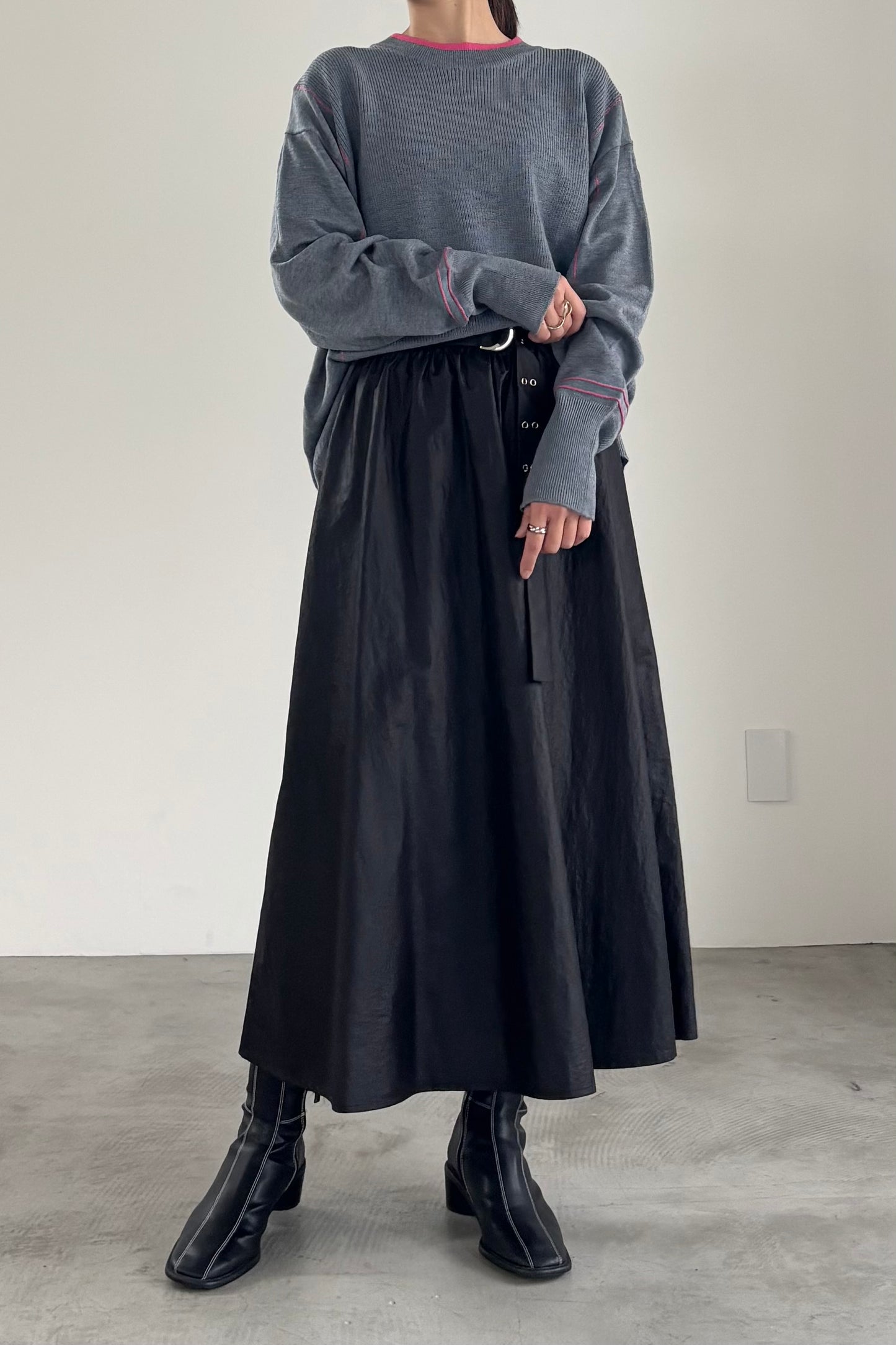 バイカラーハイゲージニットP/O　35558