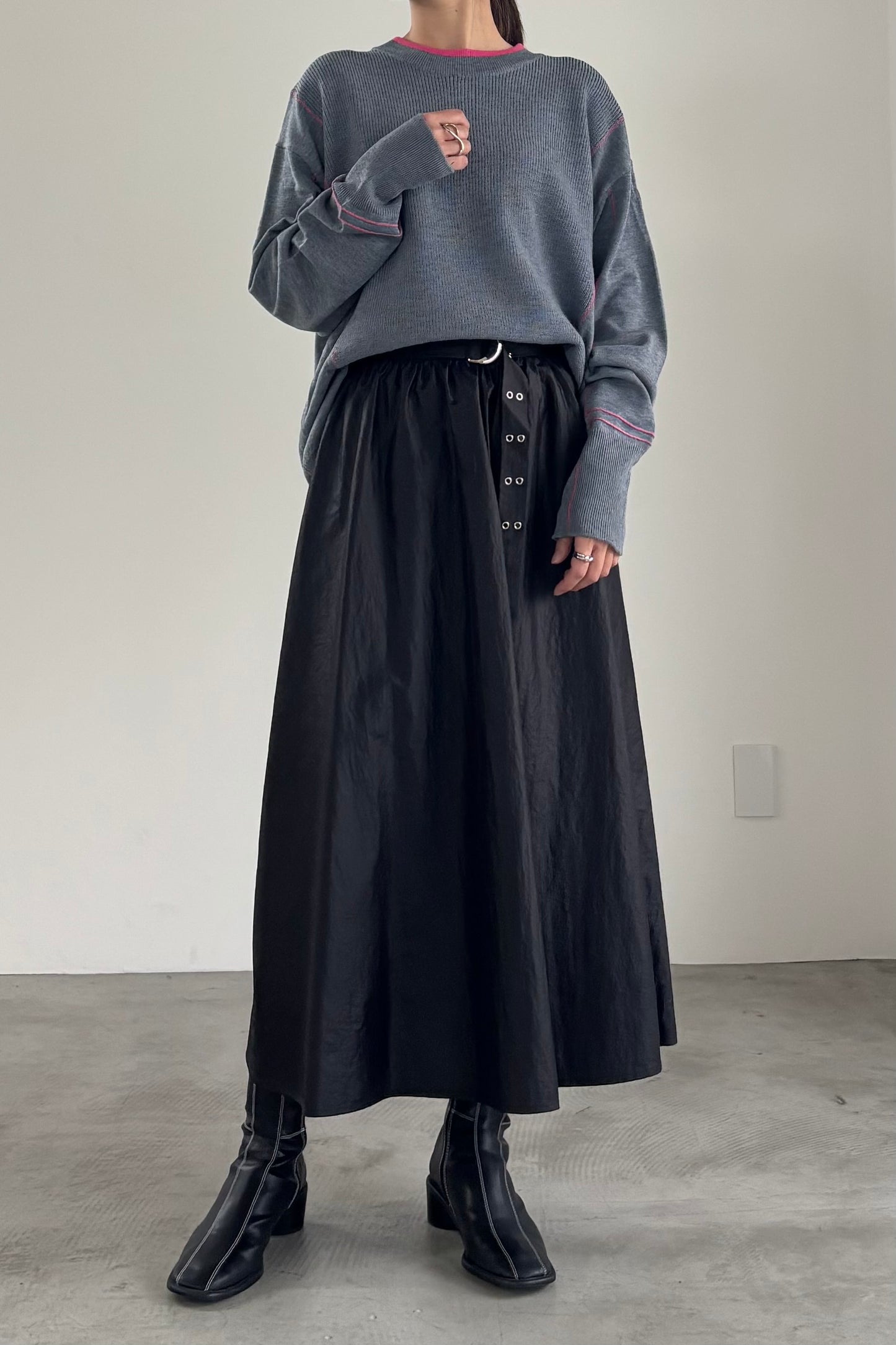 バイカラーハイゲージニットP/O　35558