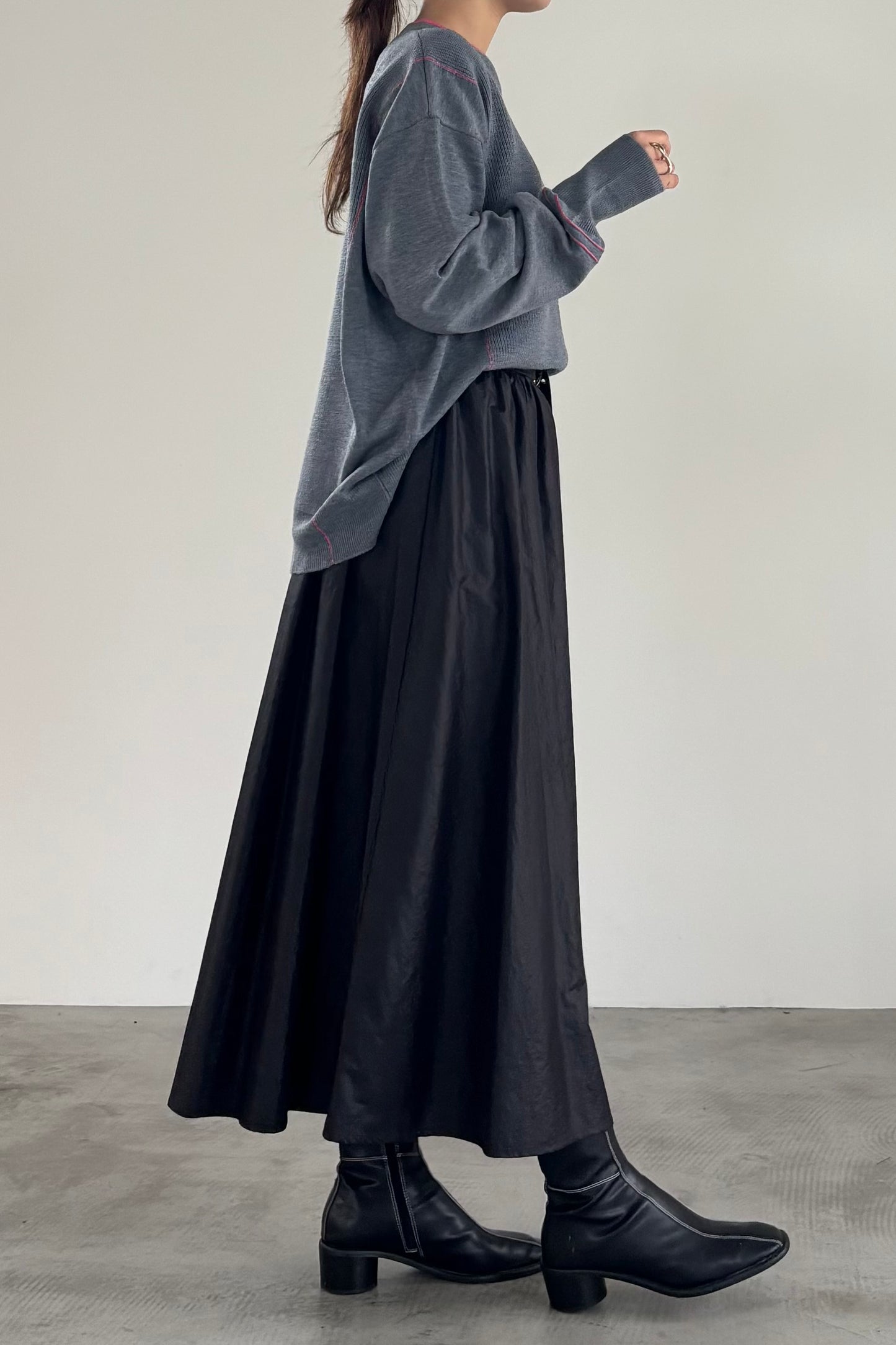 バイカラーハイゲージニットP/O　35558