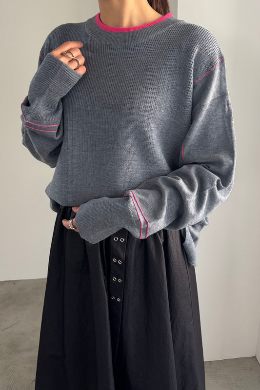 バイカラーハイゲージニットP/O　35558