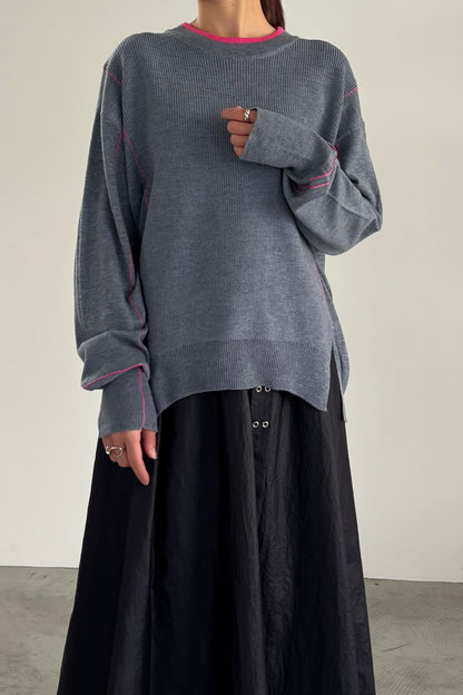 バイカラーハイゲージニットP/O　35558