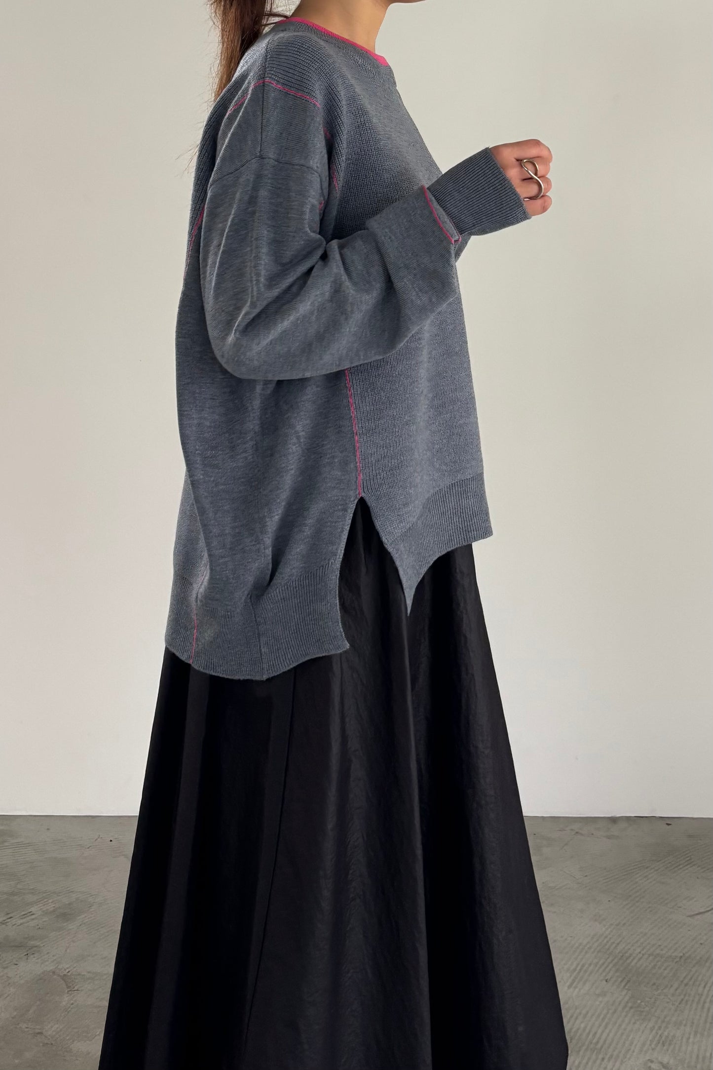 バイカラーハイゲージニットP/O　35558