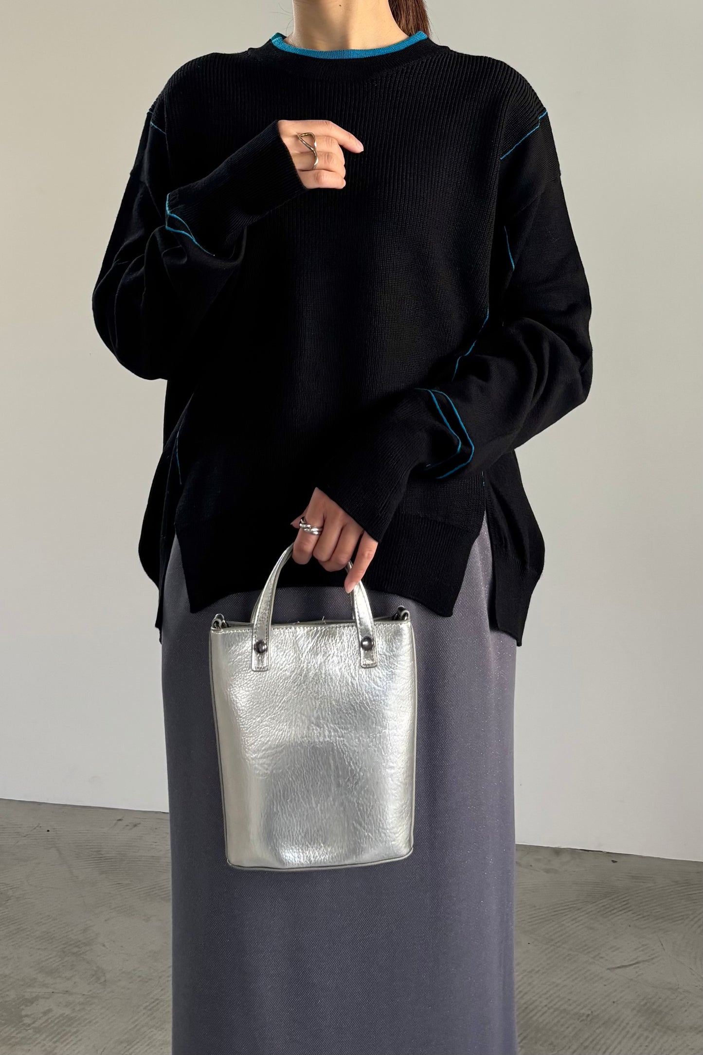 バイカラーハイゲージニットP/O　35558