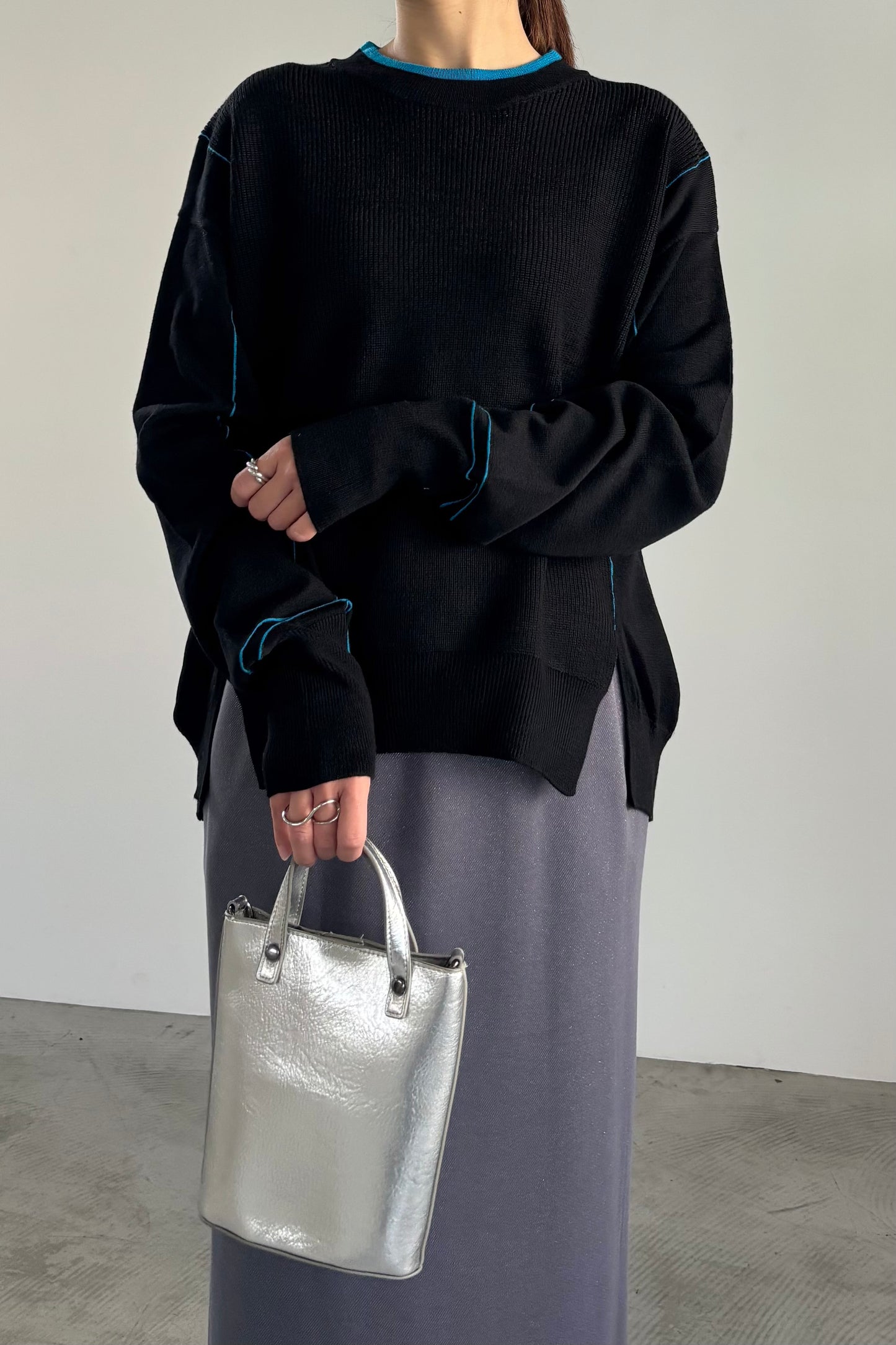 バイカラーハイゲージニットP/O　35558