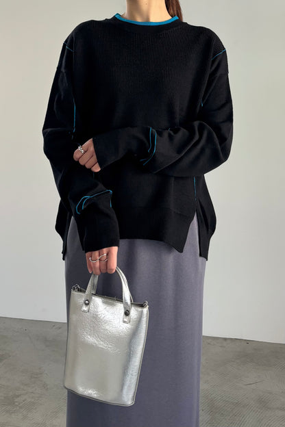 バイカラーハイゲージニットP/O　35558