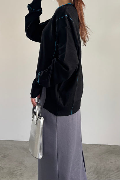 バイカラーハイゲージニットP/O　35558