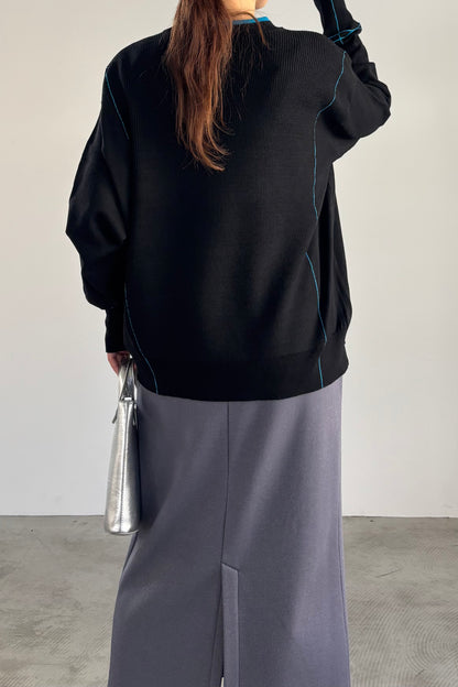 バイカラーハイゲージニットP/O　35558