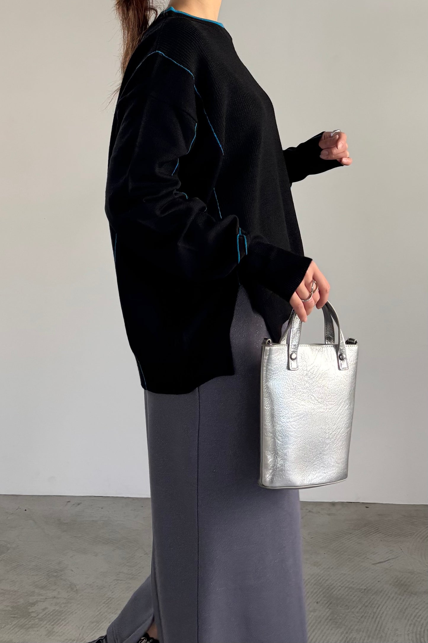 バイカラーハイゲージニットP/O　35558