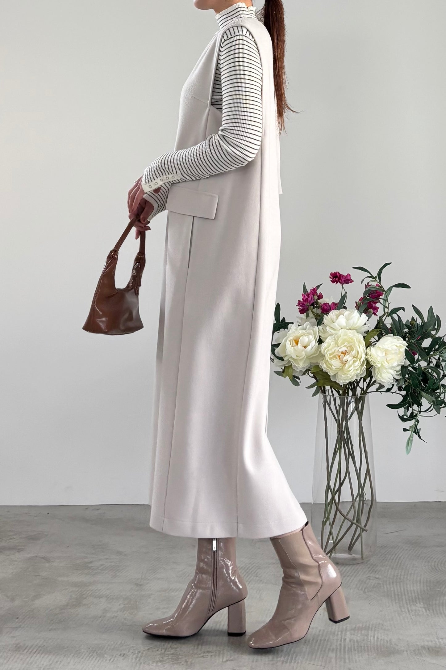 ウール調ジャージVネックジャンスカ　15941