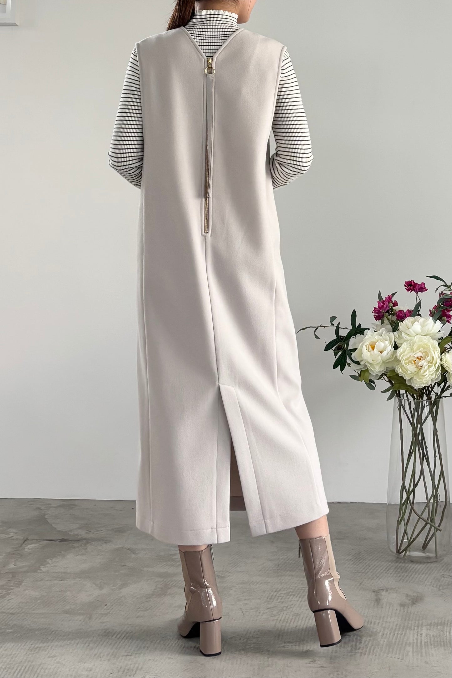 ウール調ジャージVネックジャンスカ　15941