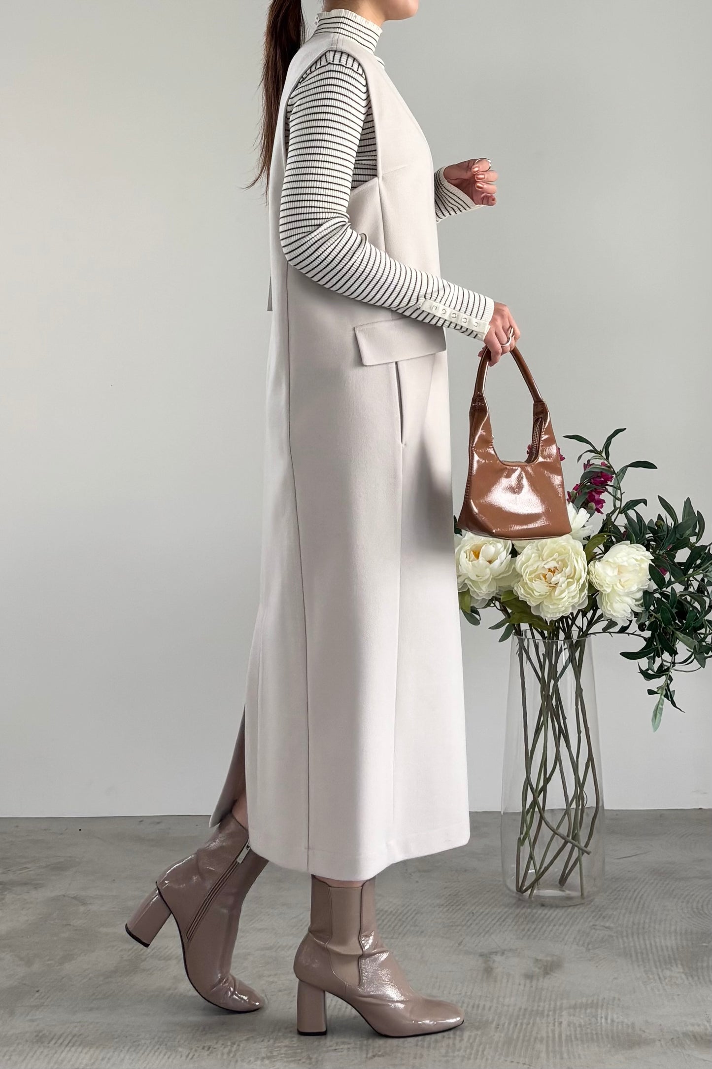 ウール調ジャージVネックジャンスカ　15941