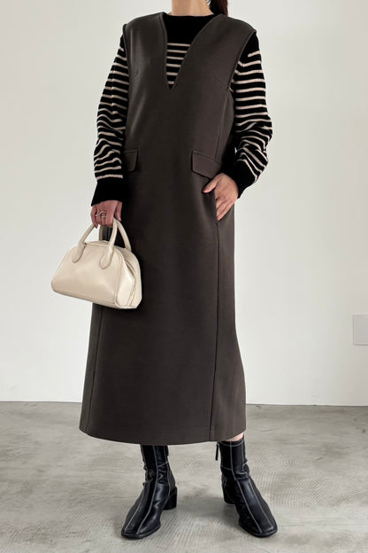 ウール調ジャージVネックジャンスカ　15941