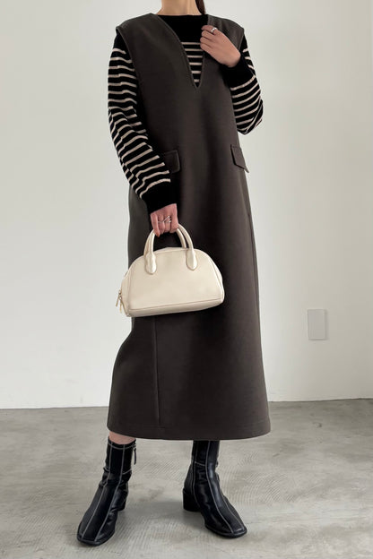 ウール調ジャージVネックジャンスカ　15941