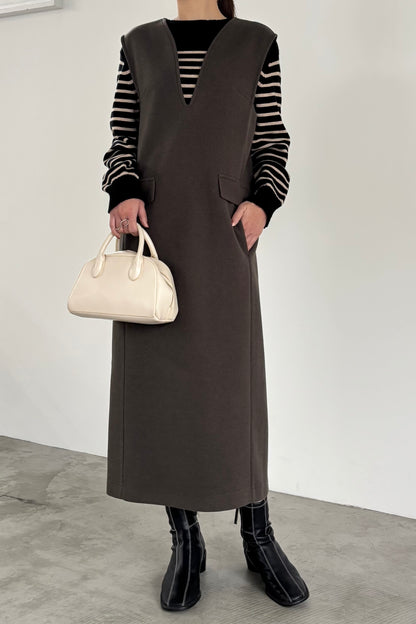 ウール調ジャージVネックジャンスカ　15941