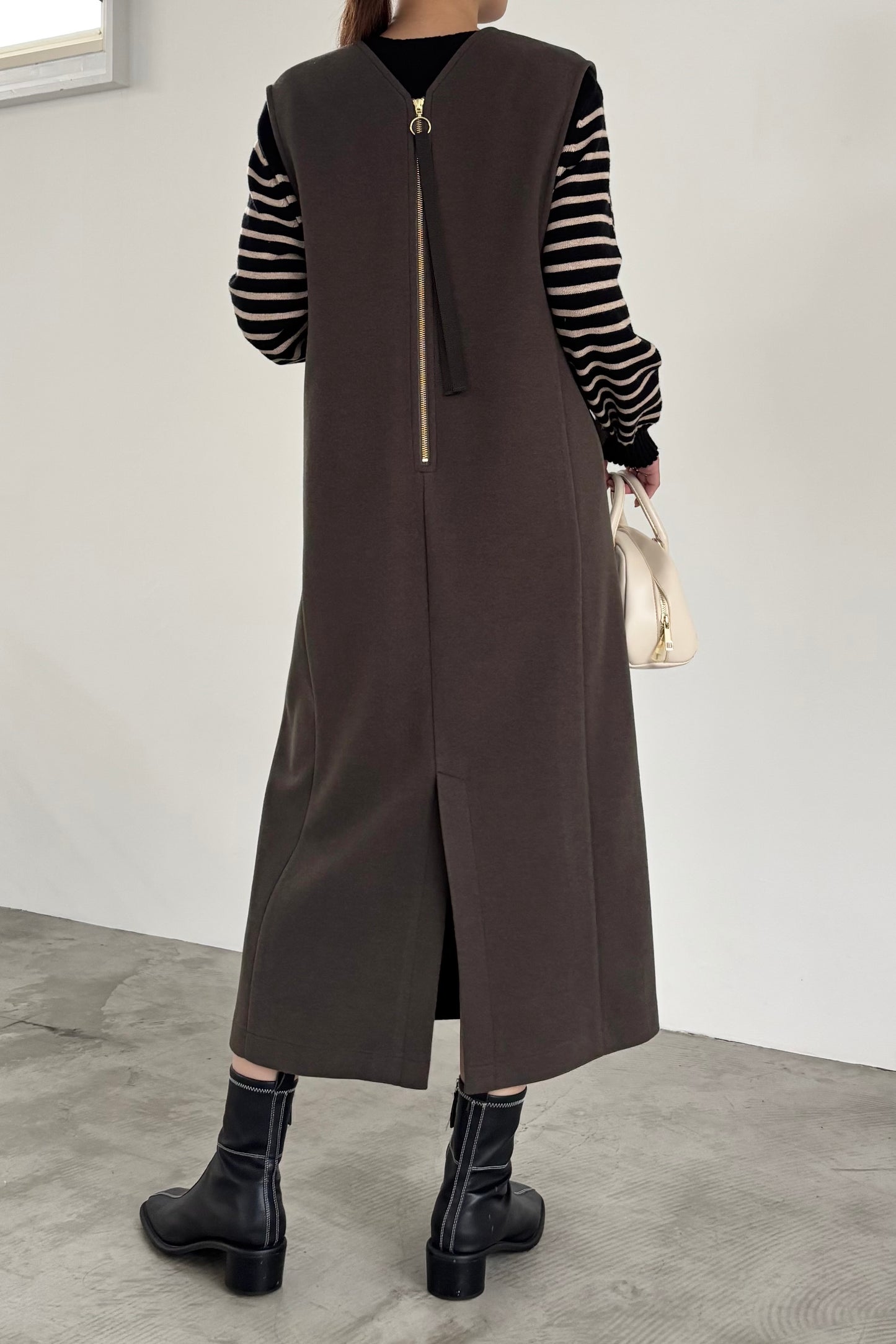 ウール調ジャージVネックジャンスカ　15941