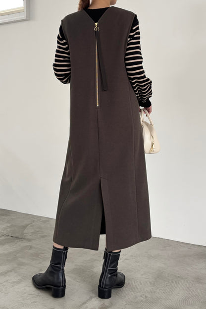 ウール調ジャージVネックジャンスカ　15941