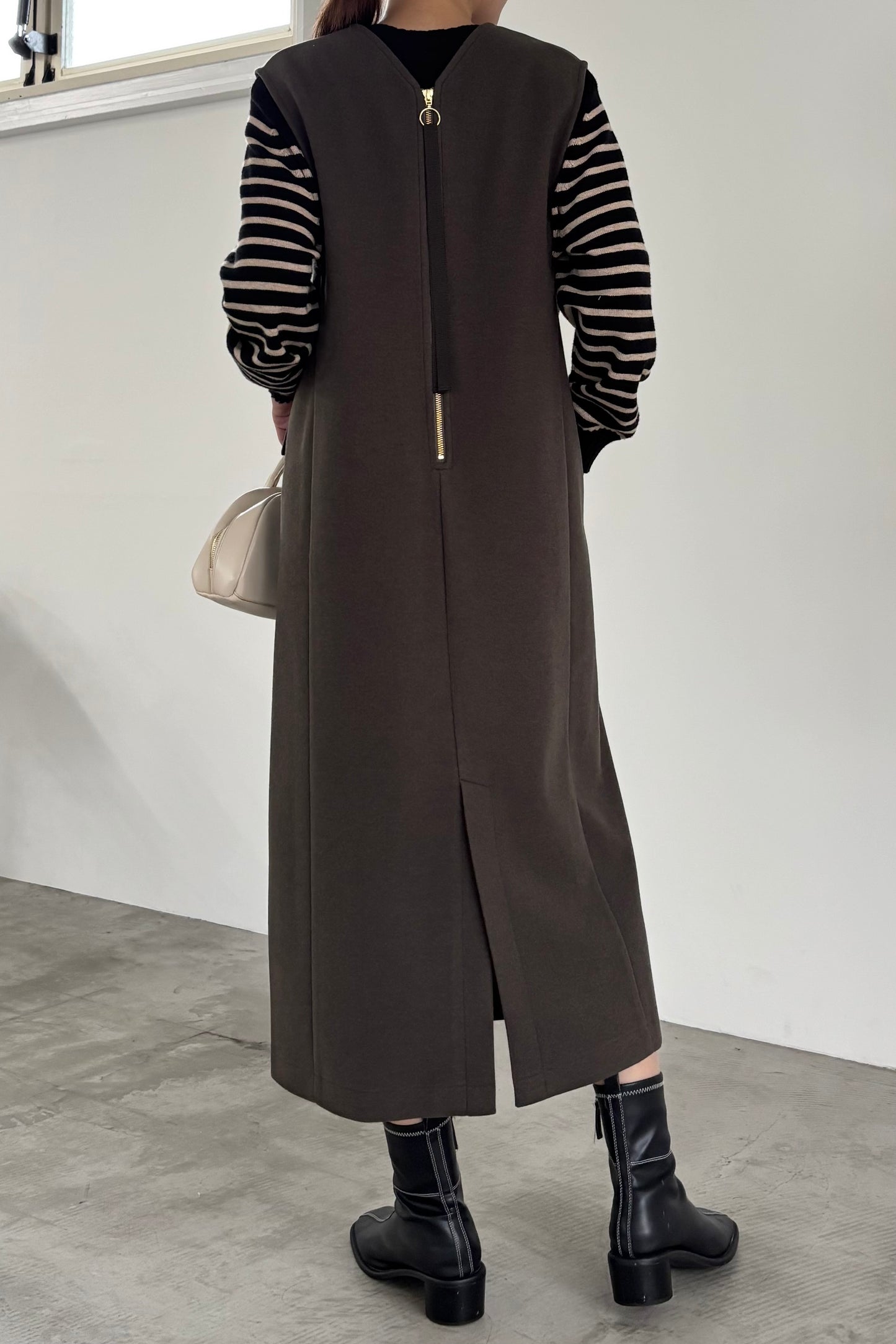 ウール調ジャージVネックジャンスカ　15941