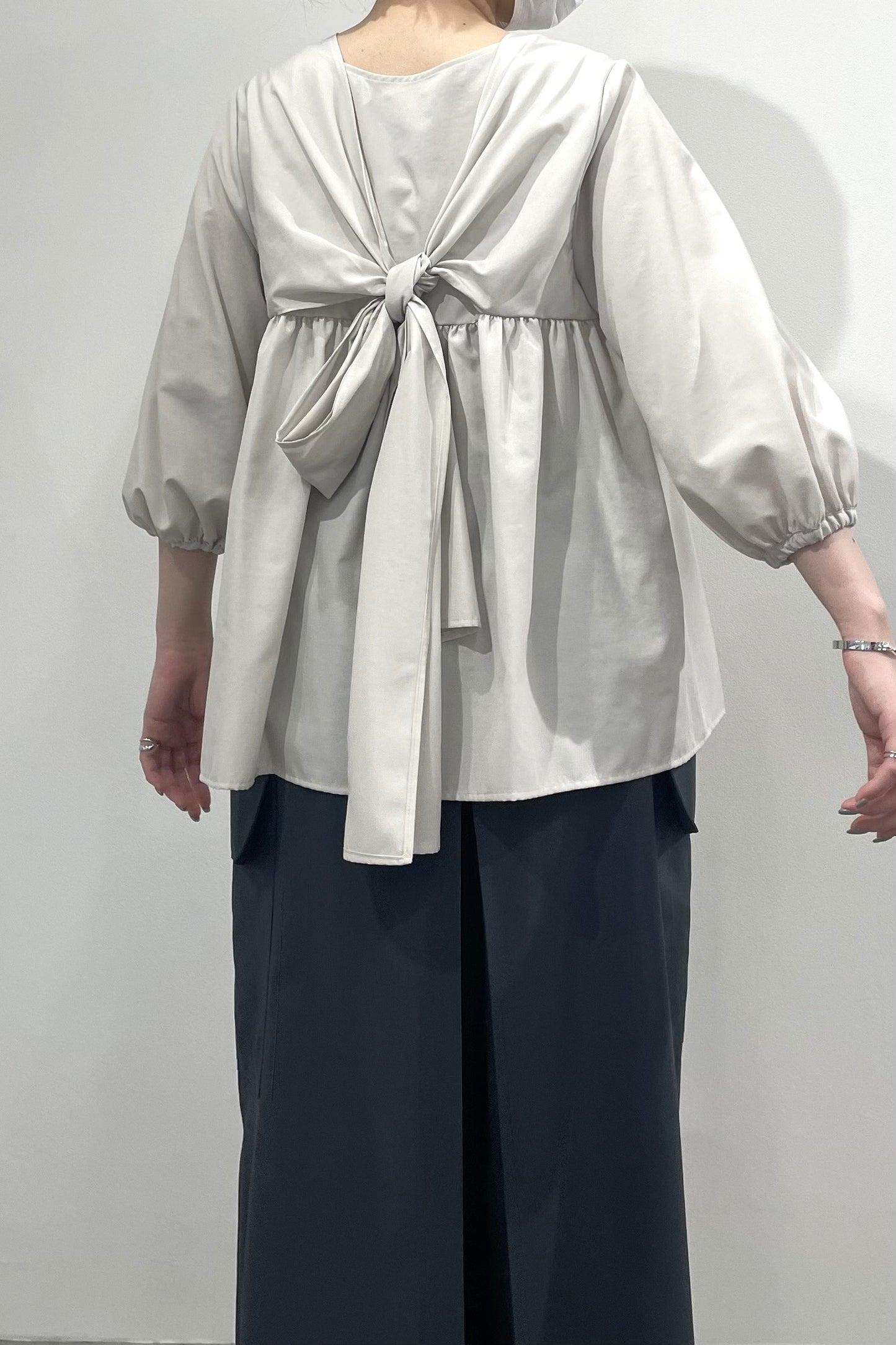 スクエアネックリボンブラウス　15766