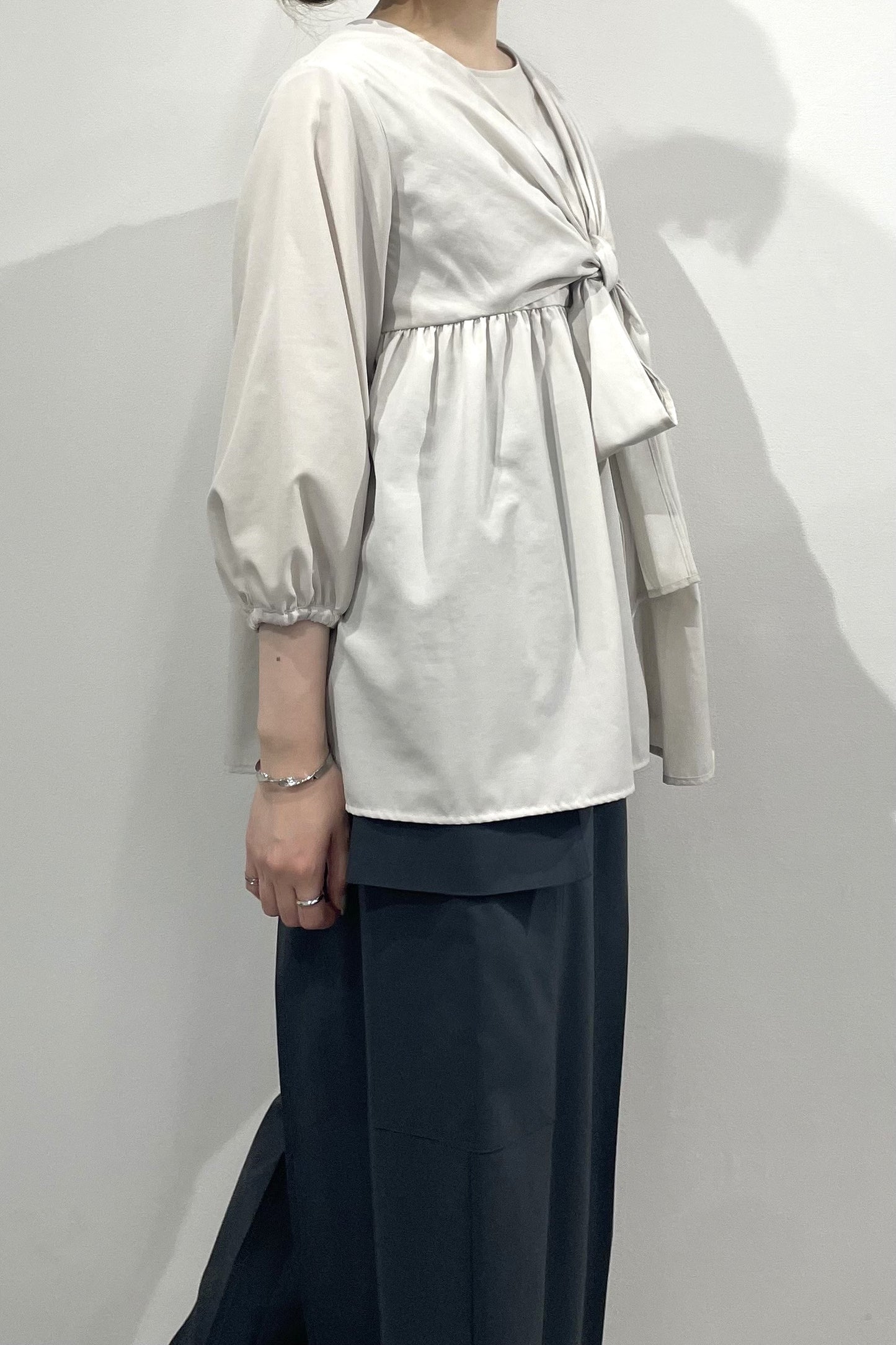 スクエアネックリボンブラウス　15766