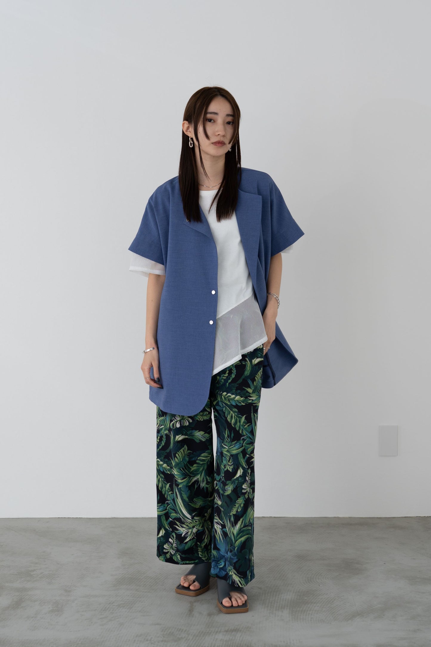 メッシュチュールアシンメトリーカットソー　35372