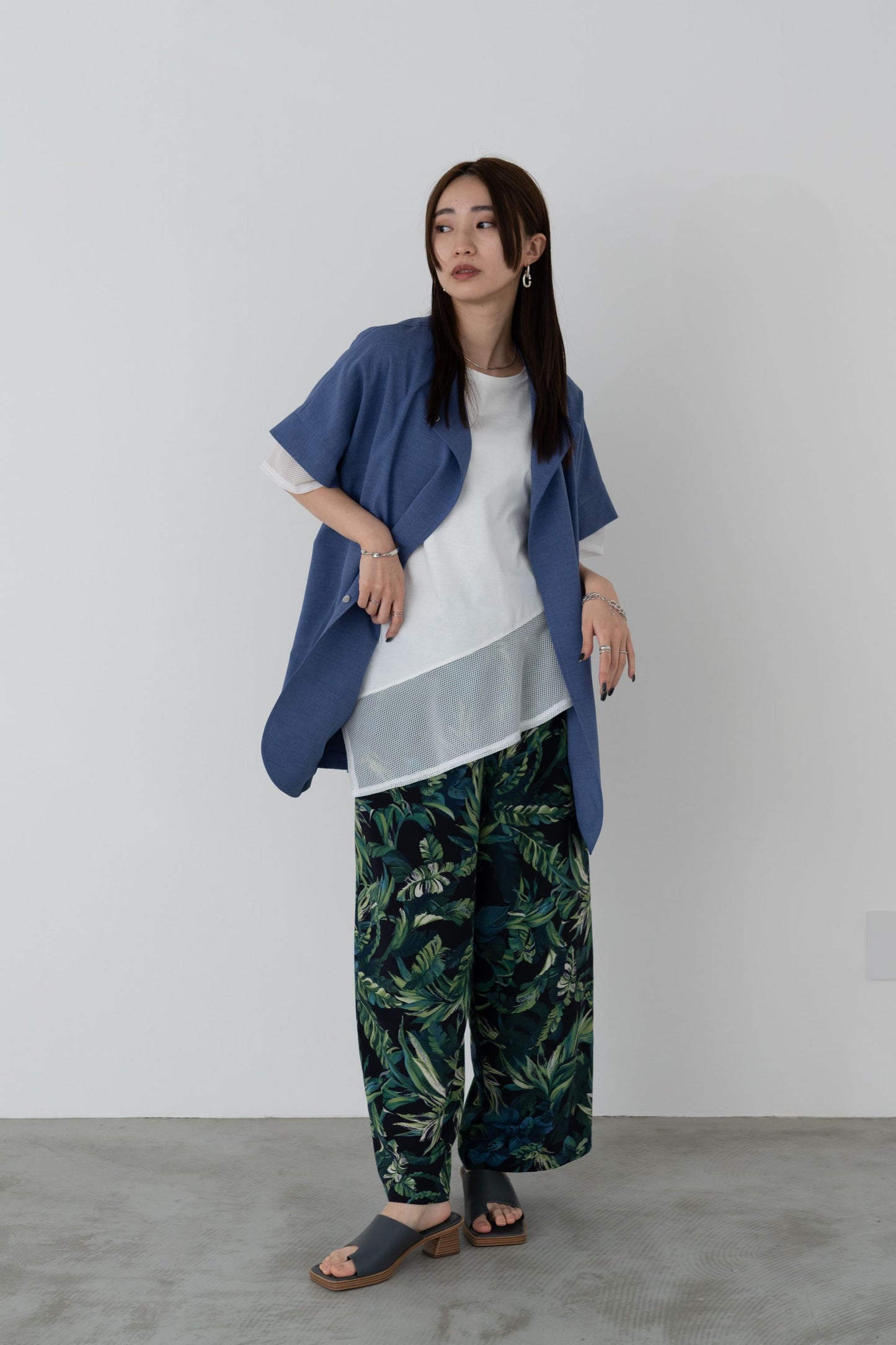 メッシュチュールアシンメトリーカットソー　35372
