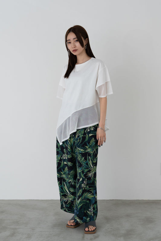 メッシュチュールアシンメトリーカットソー　35372