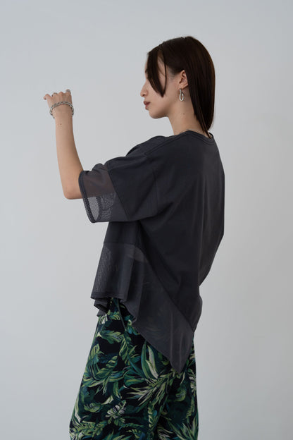 メッシュチュールアシンメトリーカットソー　35372